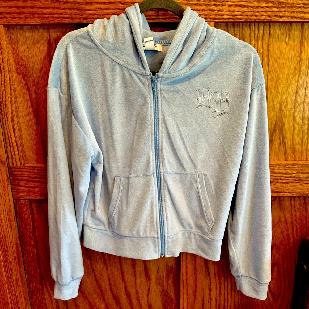 Baby Blue Velour Zip Up Hoodie and Lounge Pants